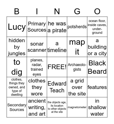 Griffins Social Studies Test, # 1 Bingo Card