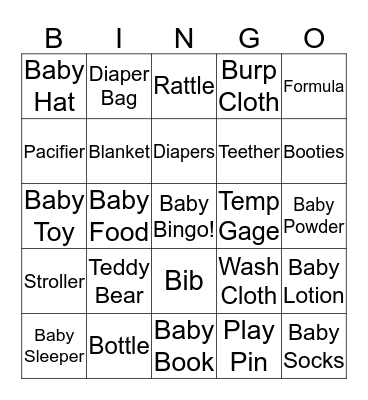 Baby Shower Bingo Card