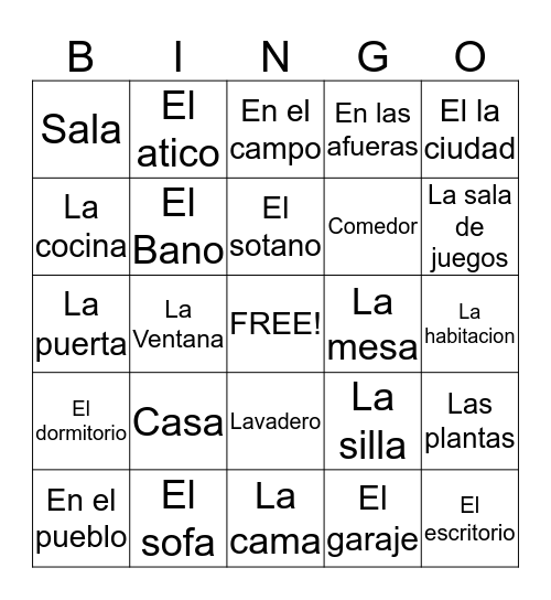 Mi Casa Bingo Card