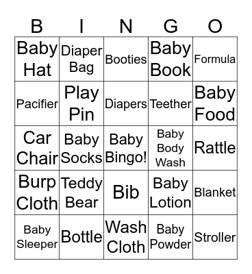 Baby Shower Bingo Card