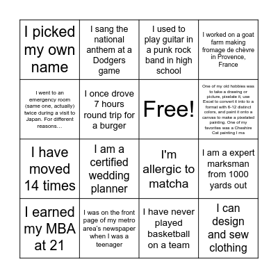 TAG Team Virtual Bingo Card