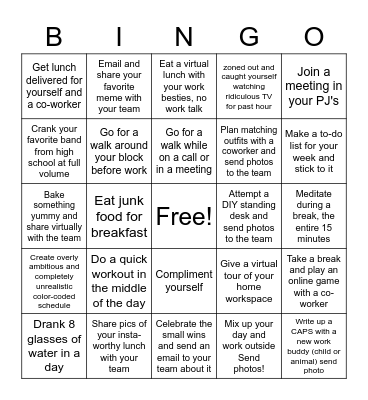 CM2 Telework Bingo Card