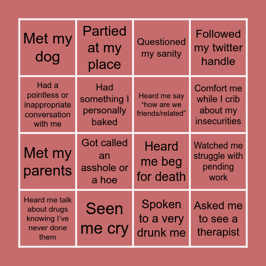 Nanaki is dead Bingo Card