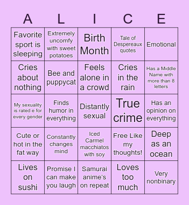How much are you like Bingo Card