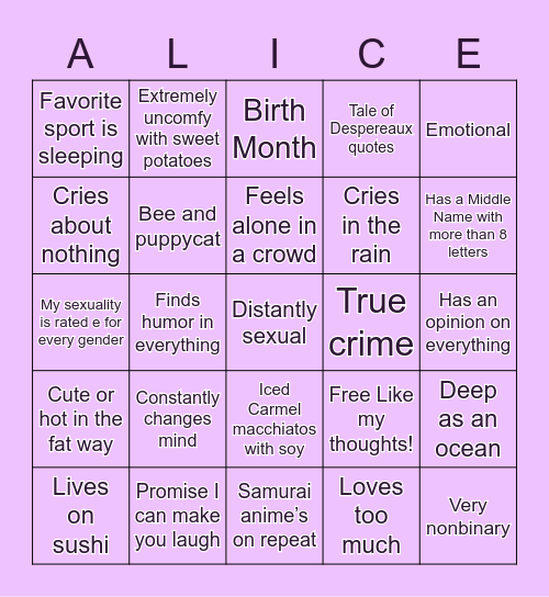How much are you like Bingo Card