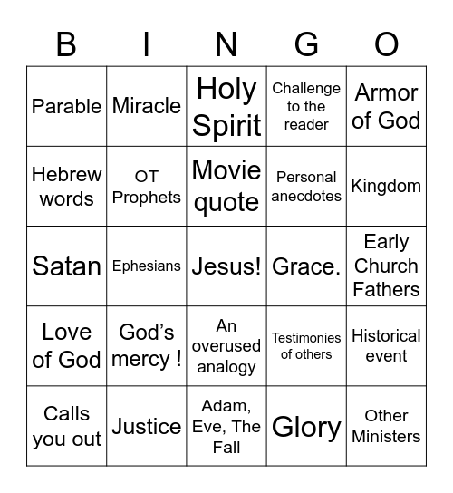 Spiritual Growth Book Bingo Card