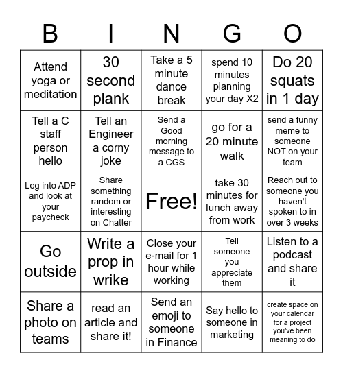 POps Bingo v. 2 Bingo Card