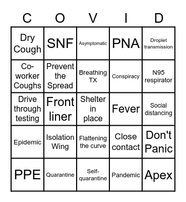 COVID-19 Bingo Card