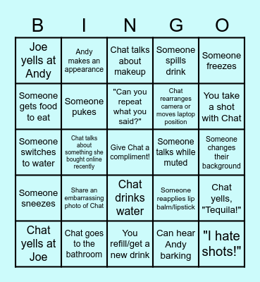 Chat's Bachelorette - Board THREE Bingo Card