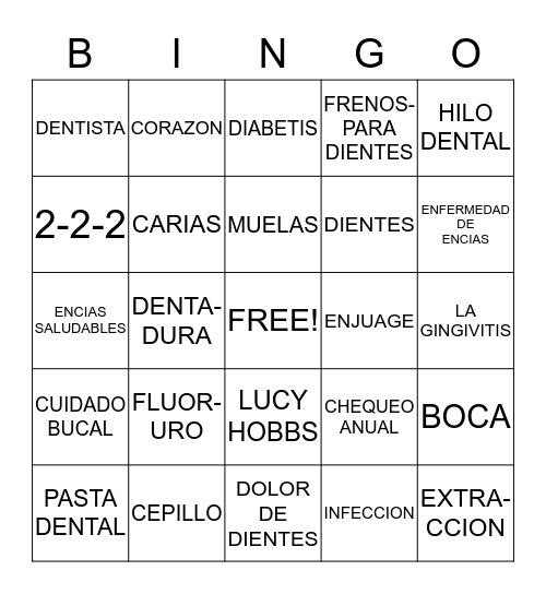CUIDADO BUCAL Bingo Card