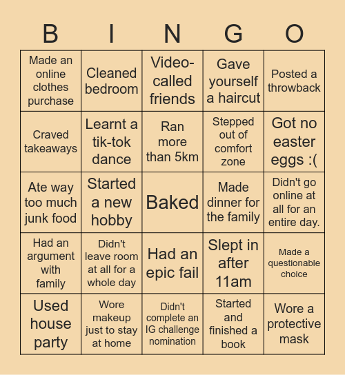 Lockdown BINGO! Bingo Card