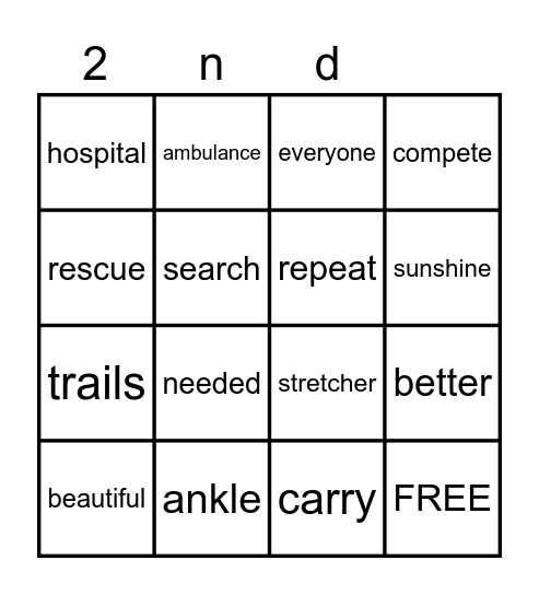 The Day I Needed Help Bingo Card