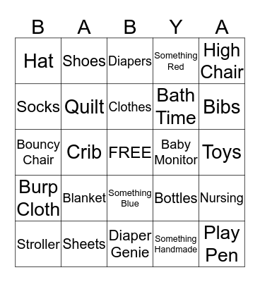 Baby Bingo Card