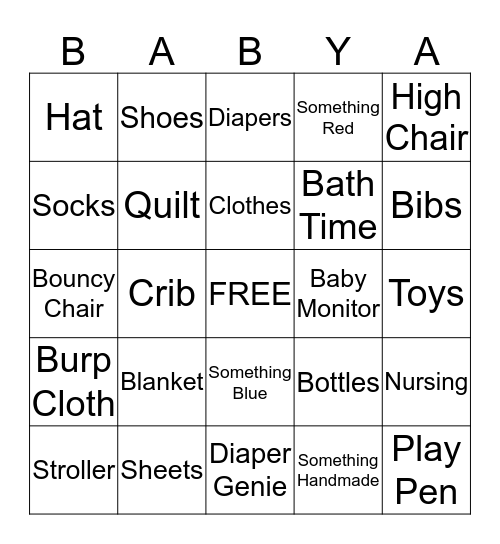 Baby Bingo Card