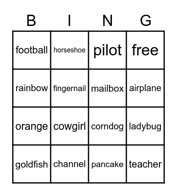 Compound words Bingo Card