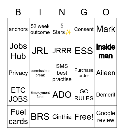 GC Bingo 30/4/2020 Bingo Card
