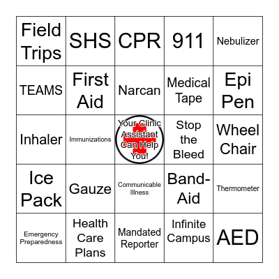Student Health Services BINGO Card