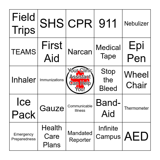 Student Health Services BINGO Card