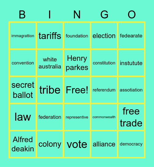 federation Bingo Card