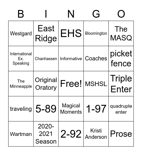 EHS Bingo Card