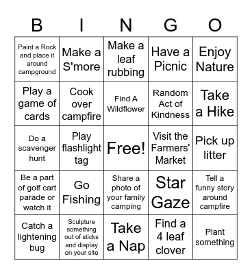 Camping Is Our Life Bingo Card