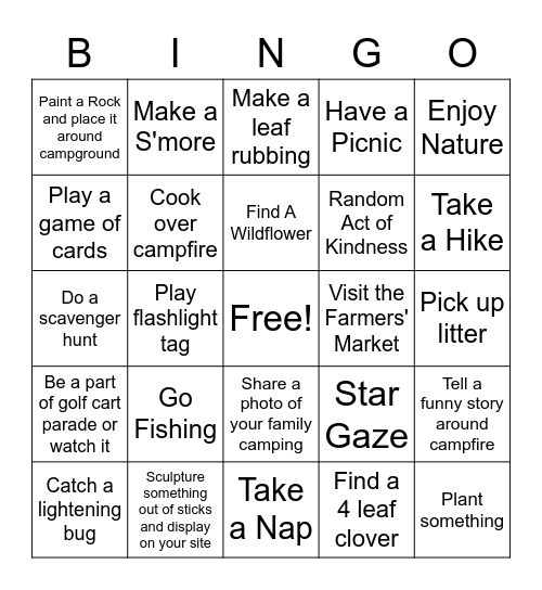 Camping Is Our Life Bingo Card