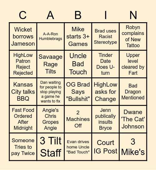 neRd Bingo Card