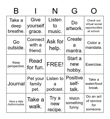 Bengal Brain Break Bingo! Bingo Card