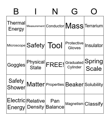 Science  Bingo Card