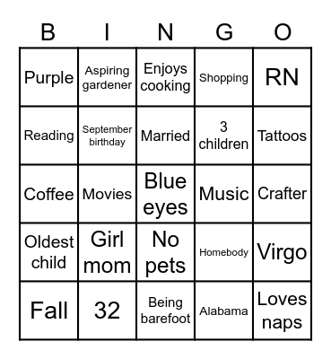 Jessica Bingo Card