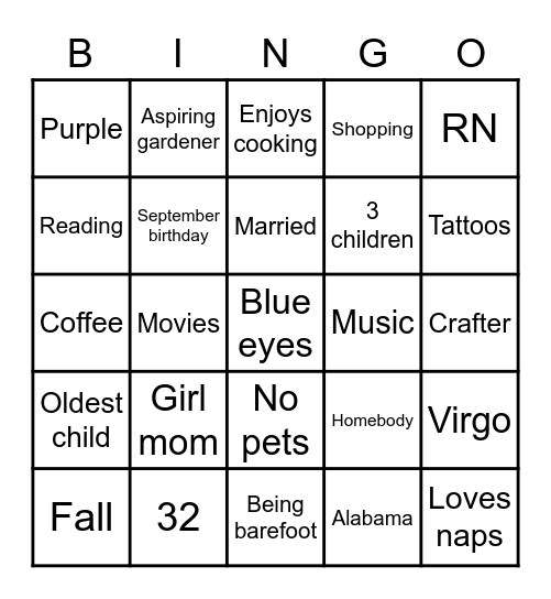 Jessica Bingo Card