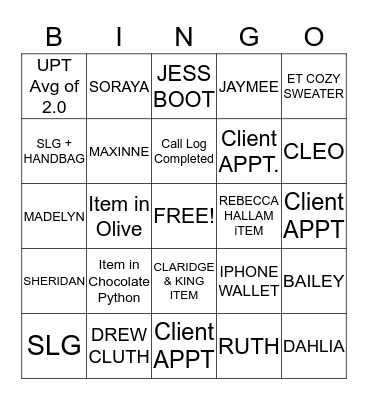 Fall Collection BINGO Card