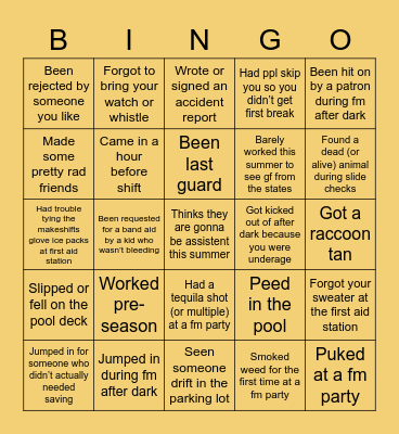 Fun Mountain Bingo! Bingo Card