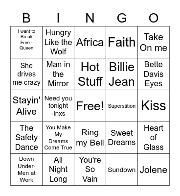 Musical Bingo - Crowd Pleasers Bingo Card