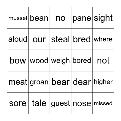 WORD BINGO Card