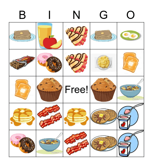 Breakfast Food Bingo Card