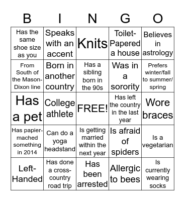 JLB Orange Provisional Group Bingo Card