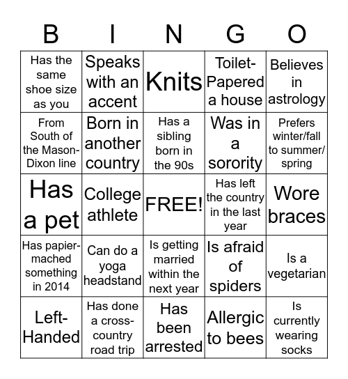 JLB Orange Provisional Group Bingo Card