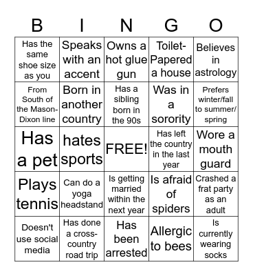 JLB Orange Provisional Group Bingo Card