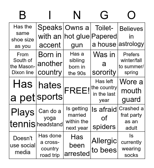 JLB Orange Provisional Group Bingo Card