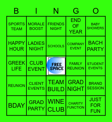 CUSTOM EVENTS FOR YOU! Bingo Card