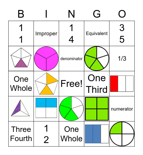 Fractions Bingo Card