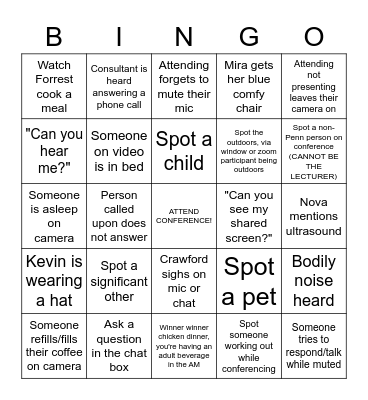 4/29 CONFERENCE BINGO Card