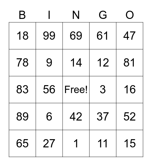 Rotary Bing0 Bingo Card