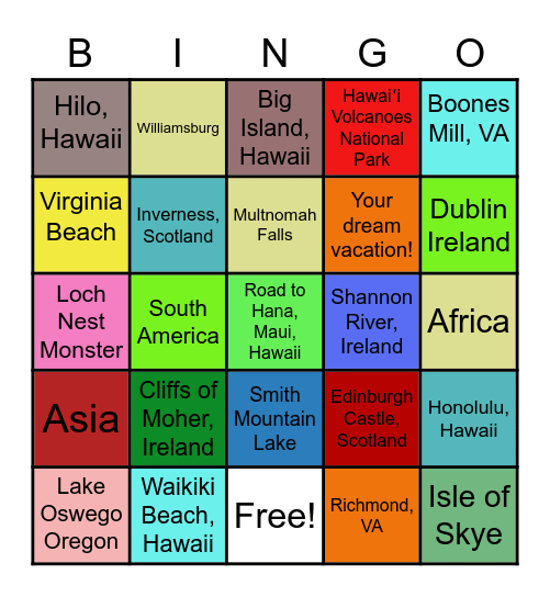 McLeod Destination Bingo Card