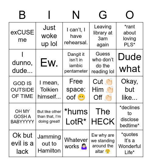Mary 😂😅👍🏻 Bingo Card