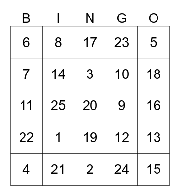 Get to know you Bingo Card