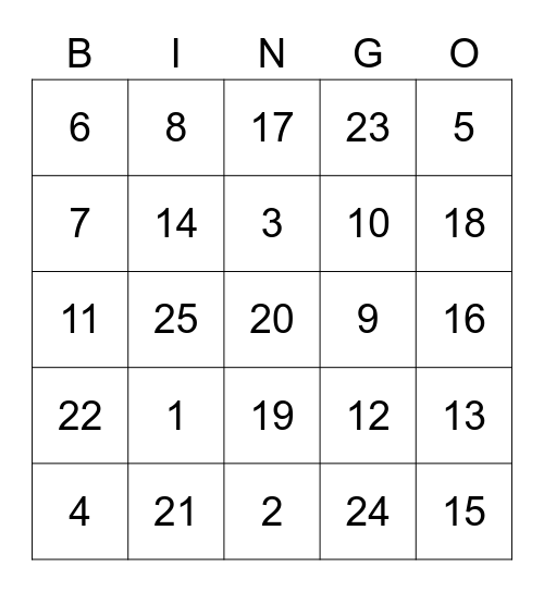 Get to know you Bingo Card