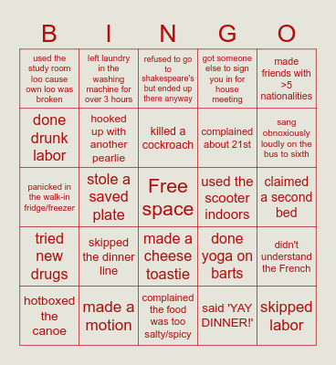 PEARL ST. Bingo Card