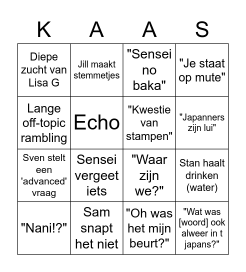 Kotatsu Kaart Bingo Card